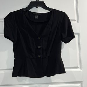 Forever 21 Black button up short sleeve blouse